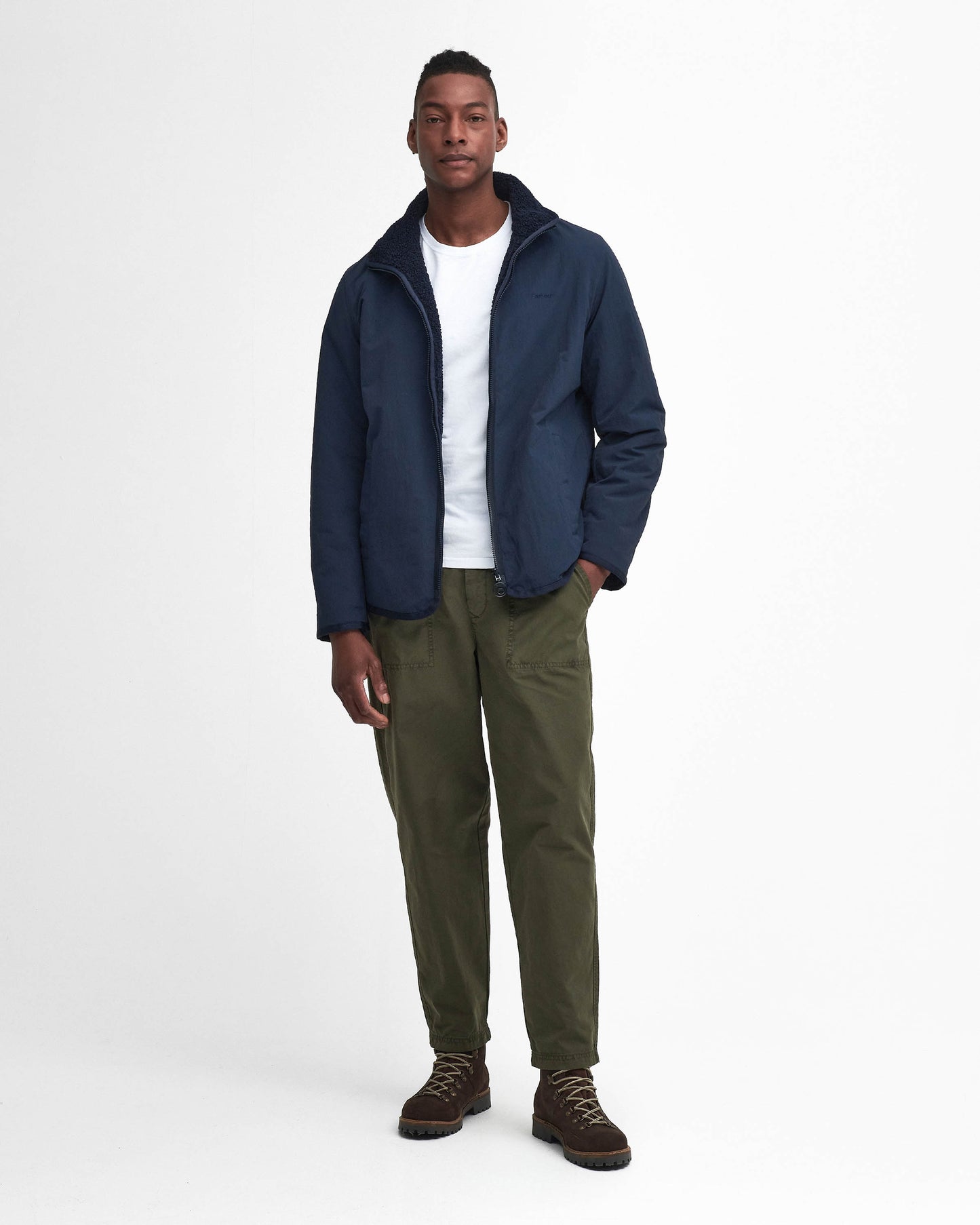 Barbour Mens Reversible Fleece Jacket - Navy | CHO | Designer Mens Fleece Jackets