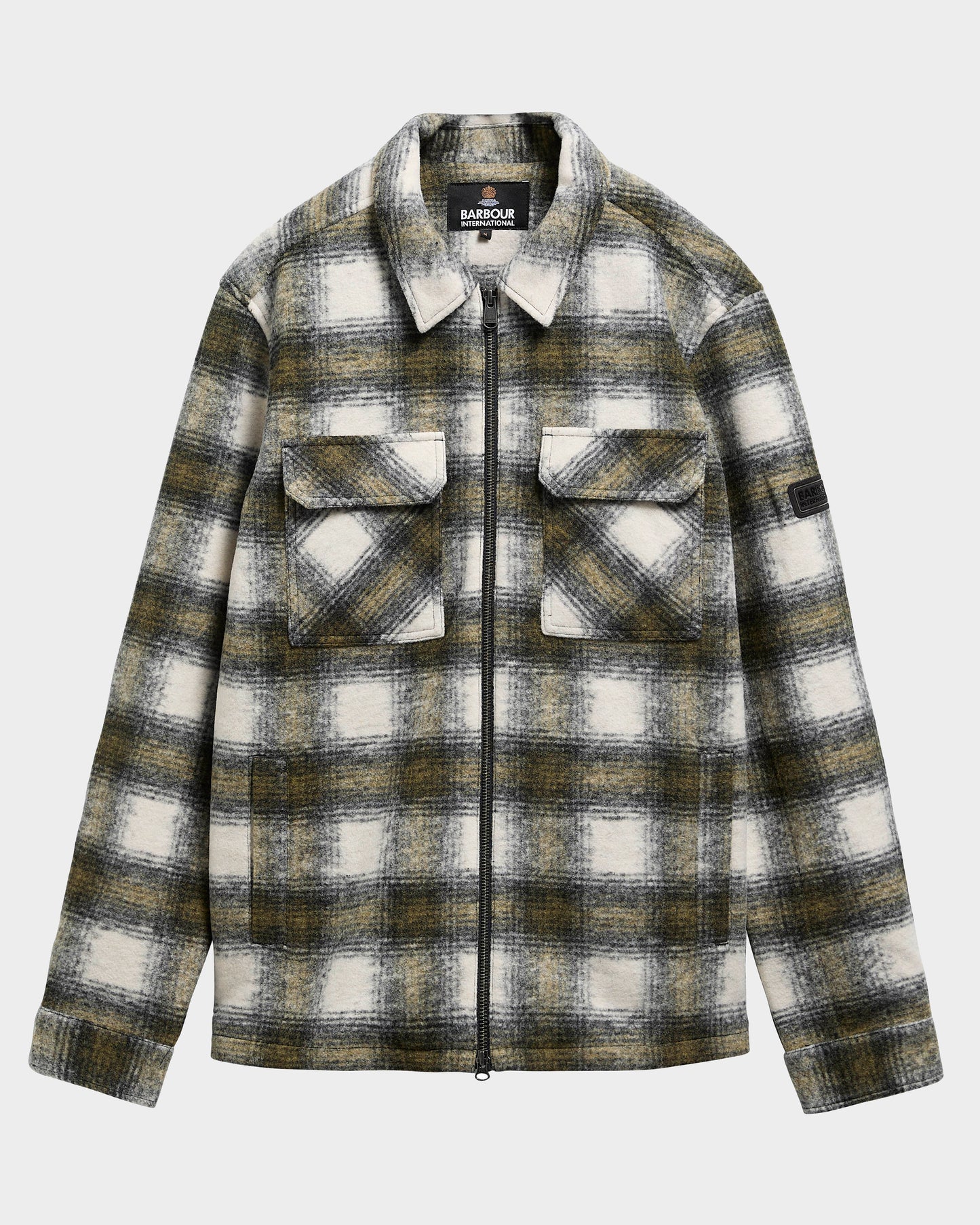 Barbour International Clayton Mens Brushed Fleece Overshirt - Fir Green | CHO | Designer Mens Overshirts