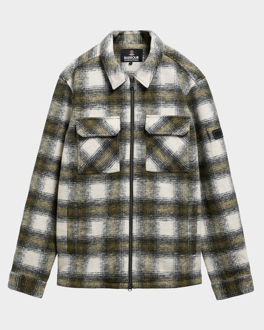 Barbour International Clayton Mens Brushed Fleece Overshirt - Fir Green