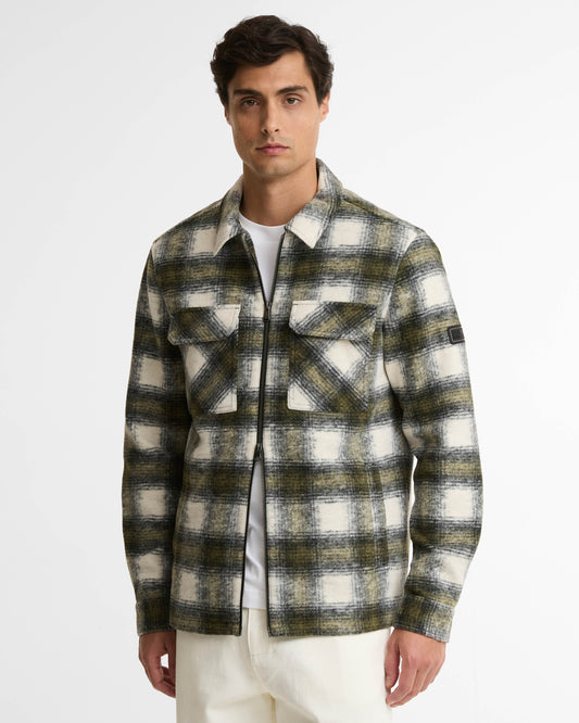 Barbour International Clayton Mens Brushed Fleece Overshirt - Fir Green | CHO | Designer Mens Overshirts