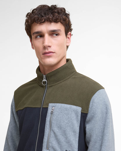 Barbour Mens Full Zip Colour Block Fleece - Navy