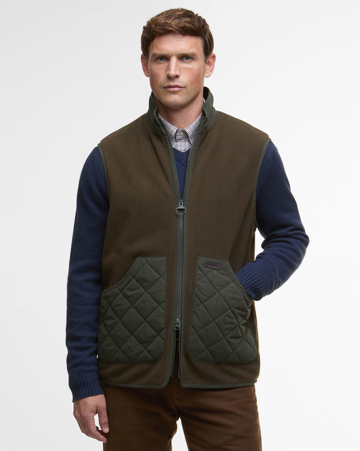 Barbour Lowich Mens Fleece Gilet - Olive | CHO | Designer Mens Fleece Gilets
