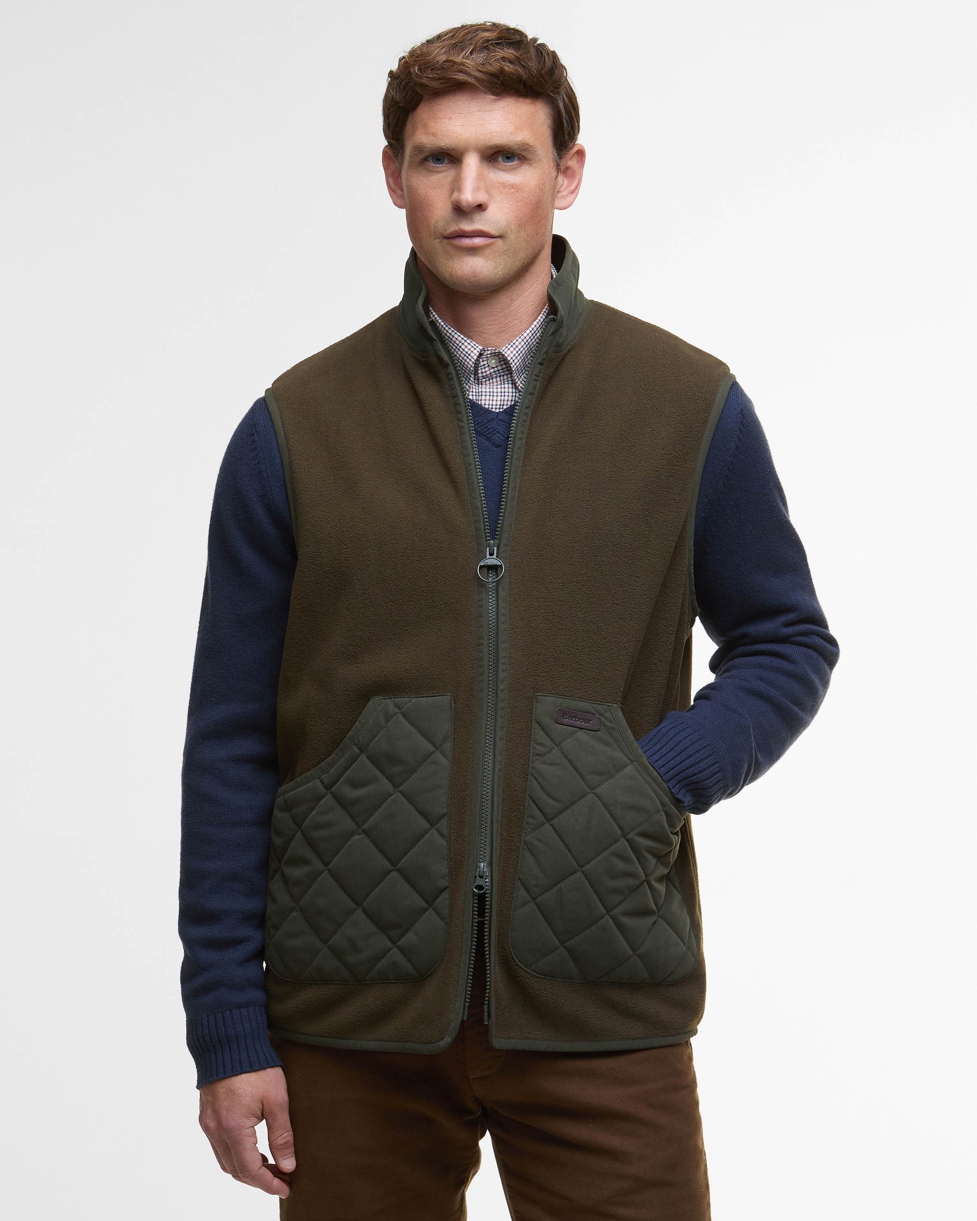 Barbour Lowich Mens Fleece Gilet - Olive | CHO | Designer Mens Fleece Gilets