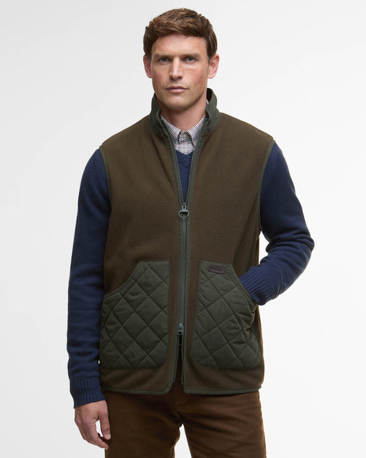 Barbour Lowich Mens Fleece Gilet - Olive | CHO | Designer Mens Fleece Gilets