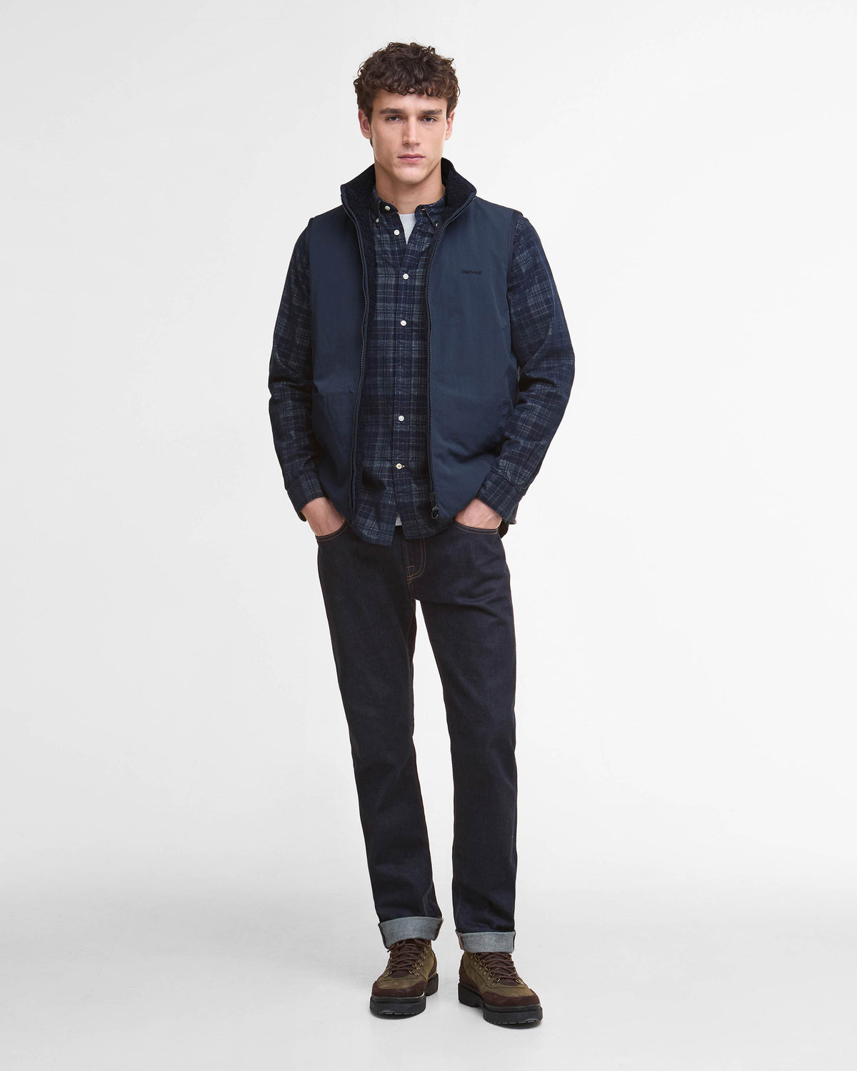 Barbour Mens Reversible Fleece Gilet - Navy | CHO | Designer Mens Gilets
