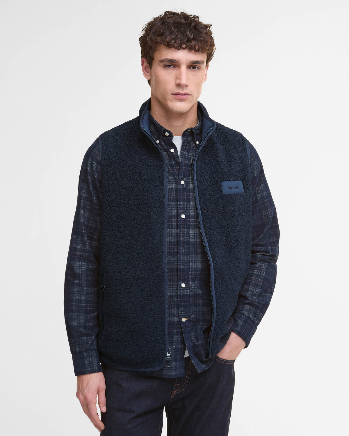 Barbour Mens Reversible Fleece Gilet - Navy | CHO | Designer Mens Gilets