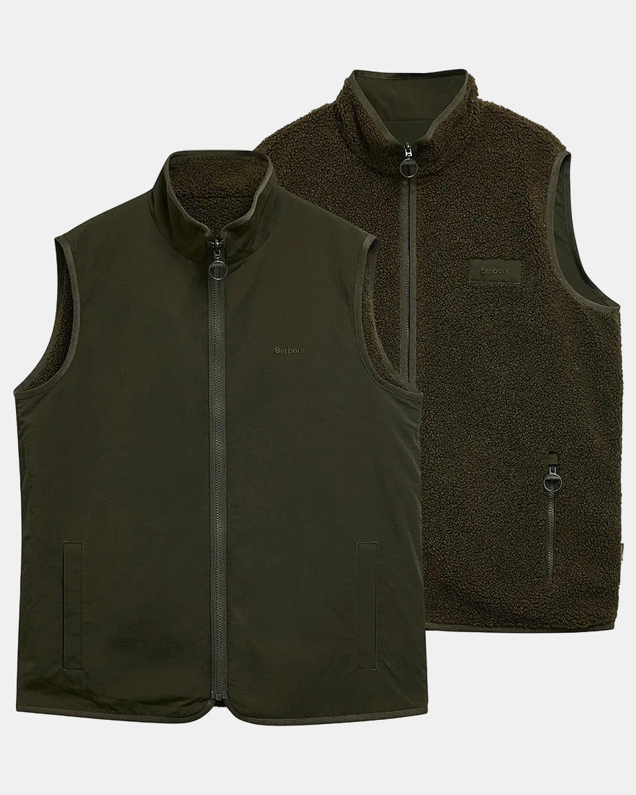 Barbour Mens Reversible Fleece Gilet - Sage | CHO | Designer Mens Gilets