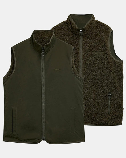 Barbour Mens Reversible Fleece Gilet - Sage | CHO | Designer Mens Gilets