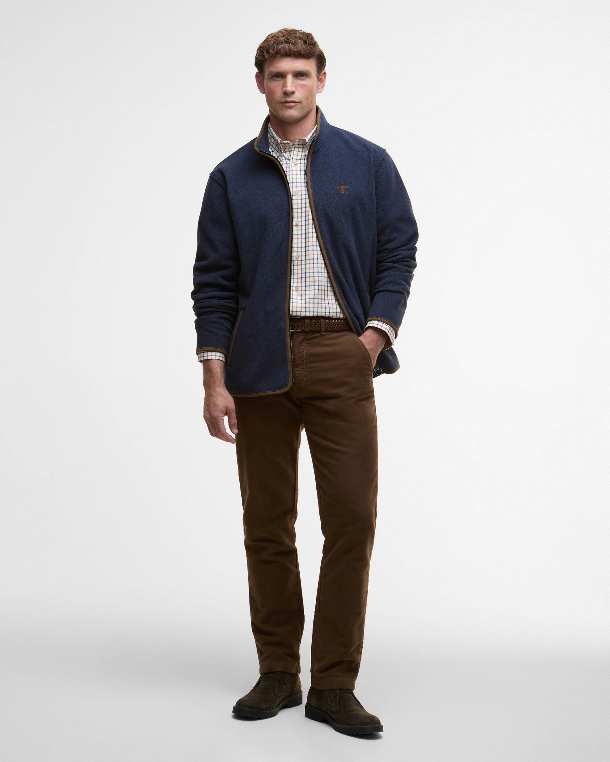 Barbour Harwood Mens Zip Thru Fleece - Navy | CHO | Designer Mens Coats & Jackets