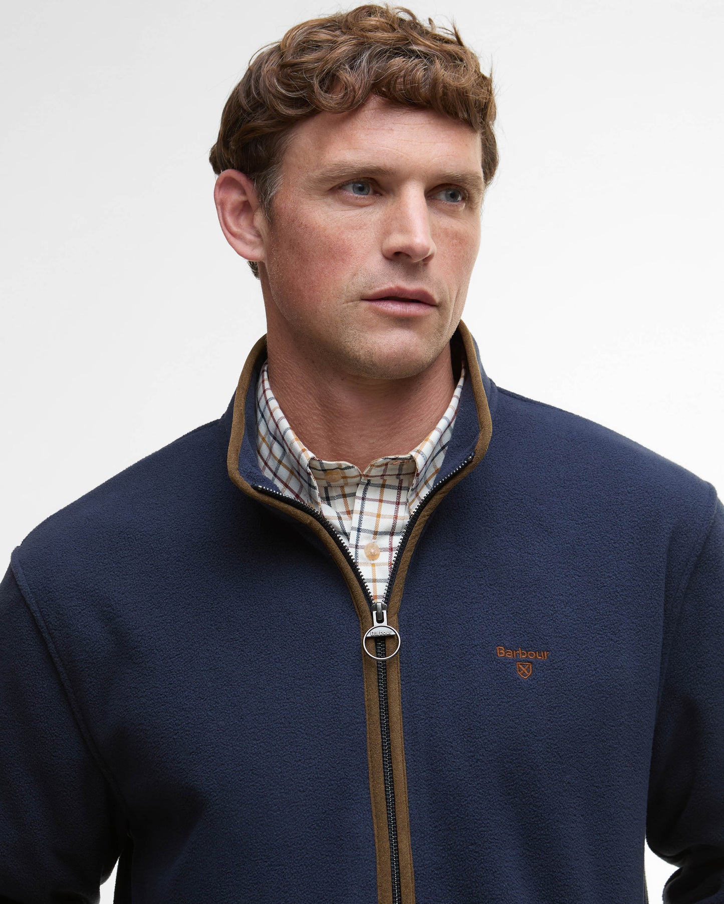 Barbour Harwood Mens Zip Thru Fleece - Navy | CHO | Designer Mens Coats & Jackets