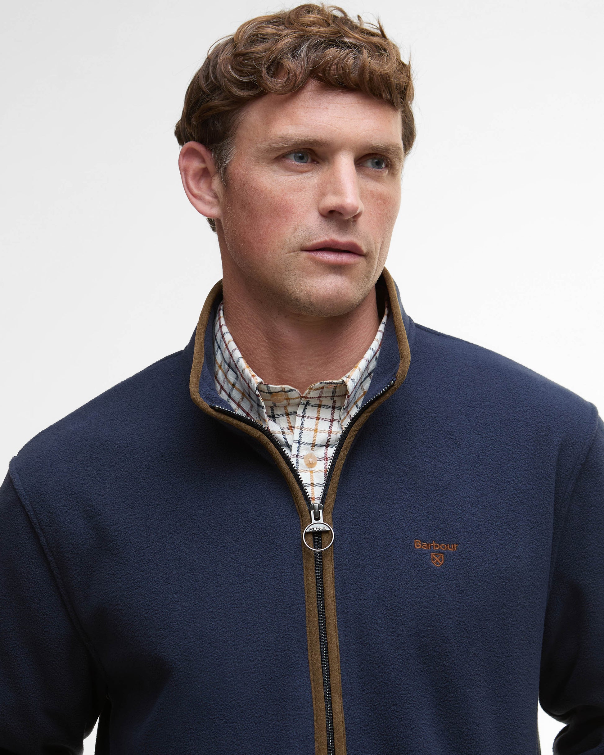 Barbour Harwood Mens Zip Thru Fleece - Navy | CHO | Designer Mens Coats & Jackets