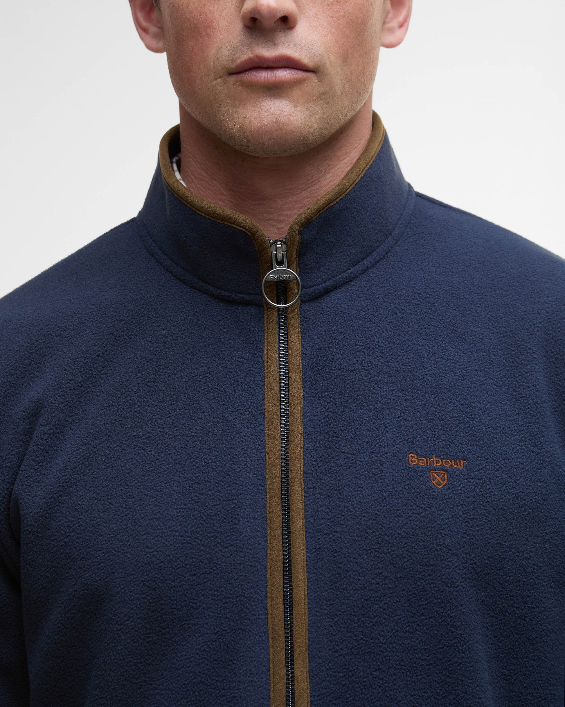 Barbour Harwood Mens Zip Thru Fleece - Navy | CHO | Designer Mens Coats & Jackets