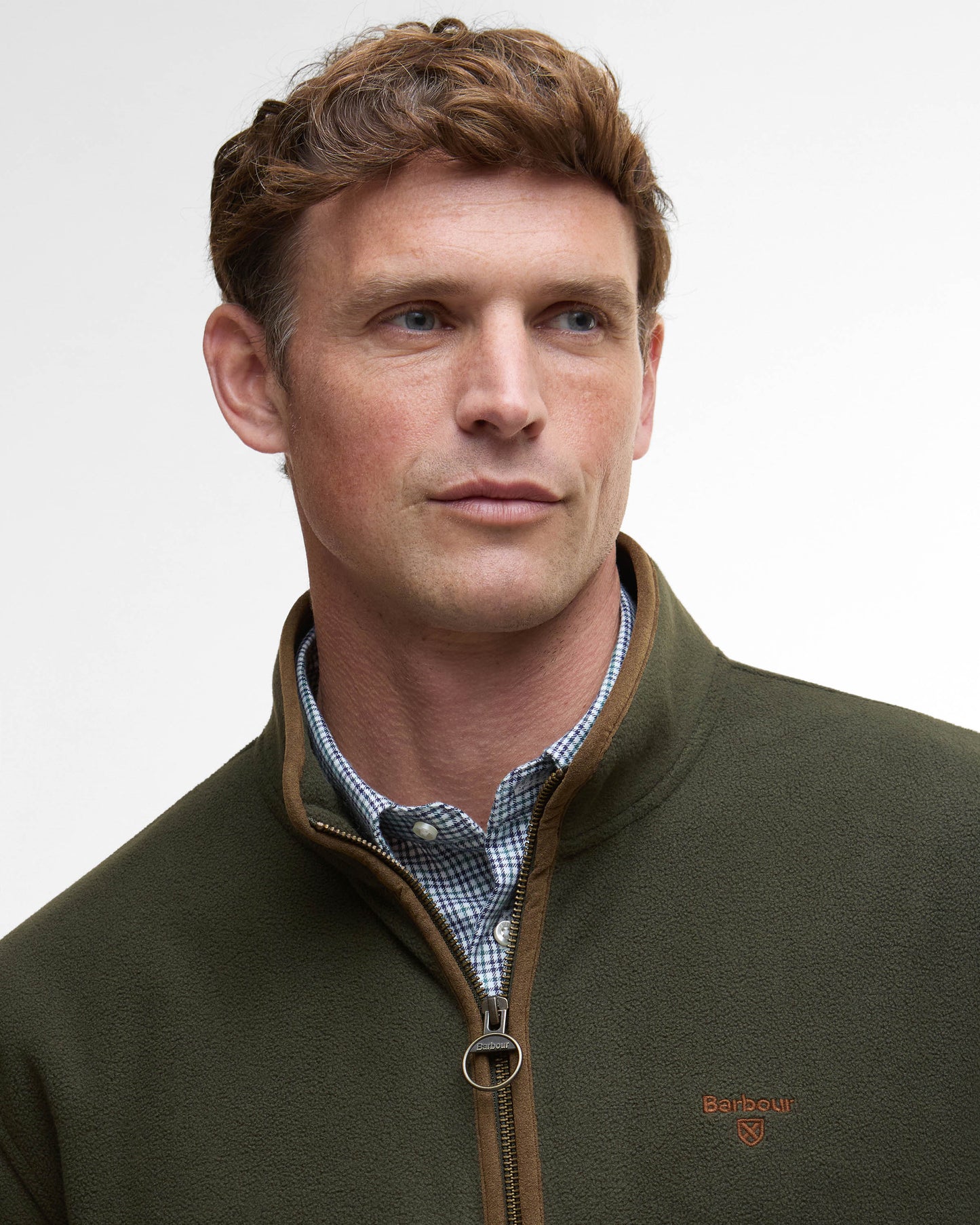 Barbour Harwood Mens Zip Thru Fleece - Olive | CHO | Designer Mens Coats & Jackets