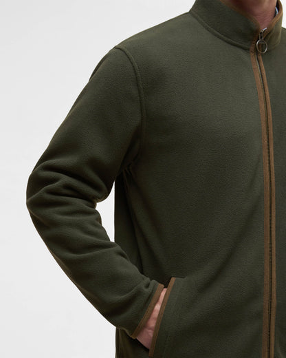Barbour Harwood Mens Zip Thru Fleece - Olive | CHO | Designer Mens Coats & Jackets