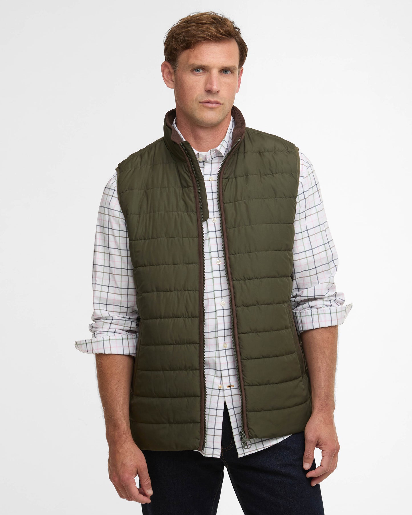 Barbour Broughton Mens Quilted Gilet - Deep Olive | CHO | Designer Mens Padded Gilets