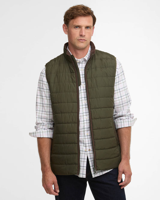 Barbour Broughton Mens Quilted Gilet - Deep Olive | CHO | Designer Mens Padded Gilets