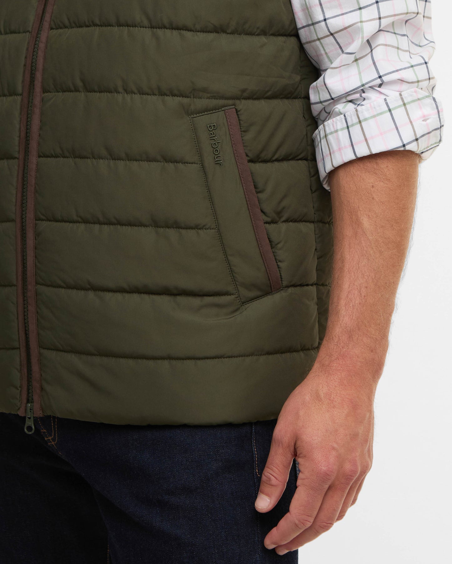 Barbour Broughton Mens Quilted Gilet - Deep Olive | CHO | Designer Mens Padded Gilets