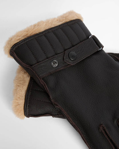 Barbour Mens Leather Utility Gloves - Brown | CHO | Designer Mens Gloves