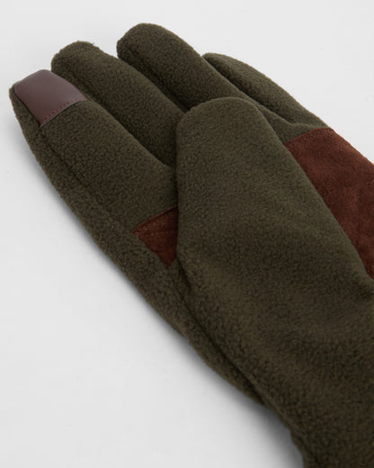 Barbour Coalford Mens Fleece Gloves - Olive - CHO - Designer Mens Gloves