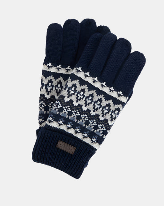 Barbour Marlow Mens Fair Isle Knitted Gloves - Navy