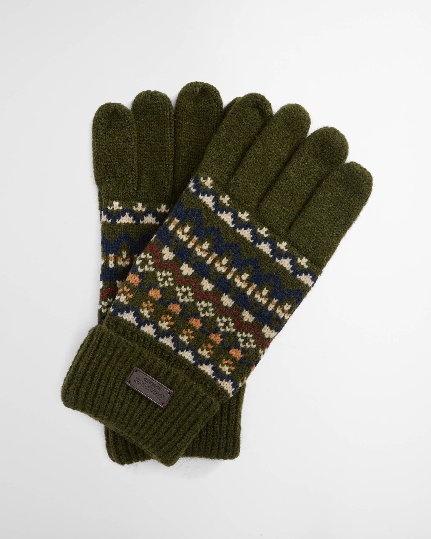 Barbour Marlow Mens Fair Isle Knitted Gloves - Olive