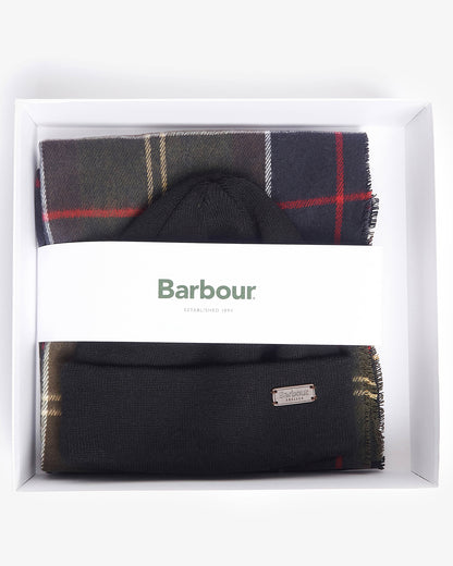 Barbour Mens Swinton Beanie & Galingale Scarf Gift Set - Classic Tartan | CHO | Designer Mens Clothing Accessories