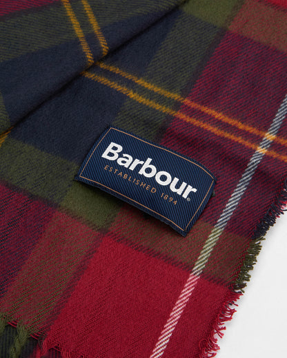 Barbour Mens Swinton Beanie & Galingale Scarf Gift Set - Winterberry Tartan