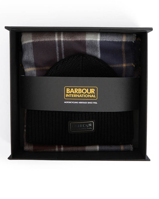 Barbour International Sweeper Mens Beanie & Scarf Gift Set - Black