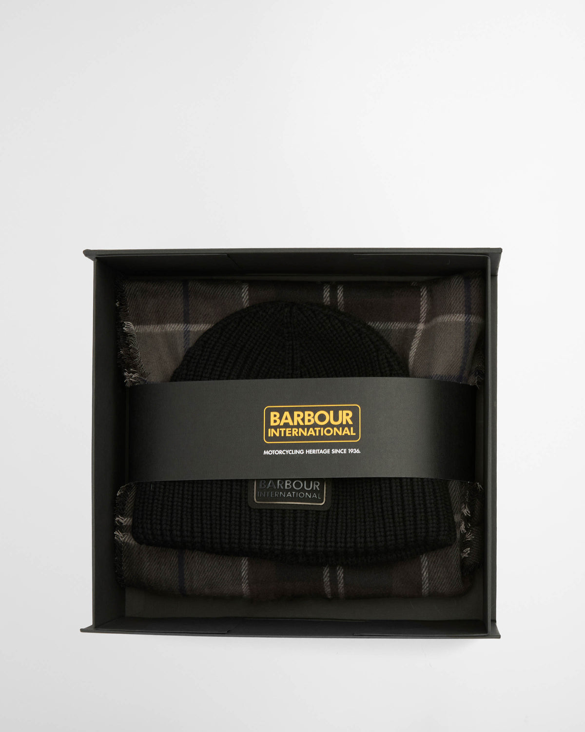 Barbour International Sweeper Mens Beanie & Scarf Gift Set - Black | CHO | Designer Mens Beanies