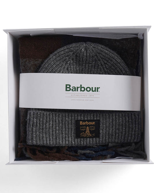 Barbour Westerdale Mens Beanie & Scarf Gift Set - Midnight Oak