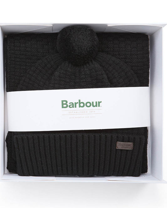 Barbour Ramside Mens Beanie And Scarf Gift Set - Black