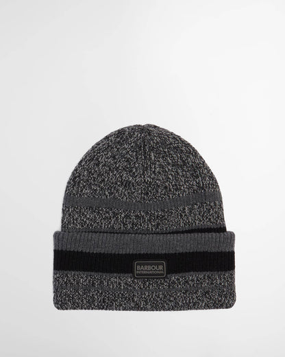 Barbour International Mens Boston Beanie & Scarf Gift Set - Black/Grey