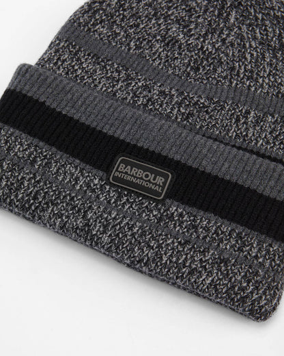 Barbour International Mens Boston Beanie & Scarf Gift Set - Black/Grey