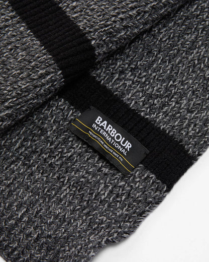 Barbour International Mens Boston Beanie & Scarf Gift Set - Black/Grey