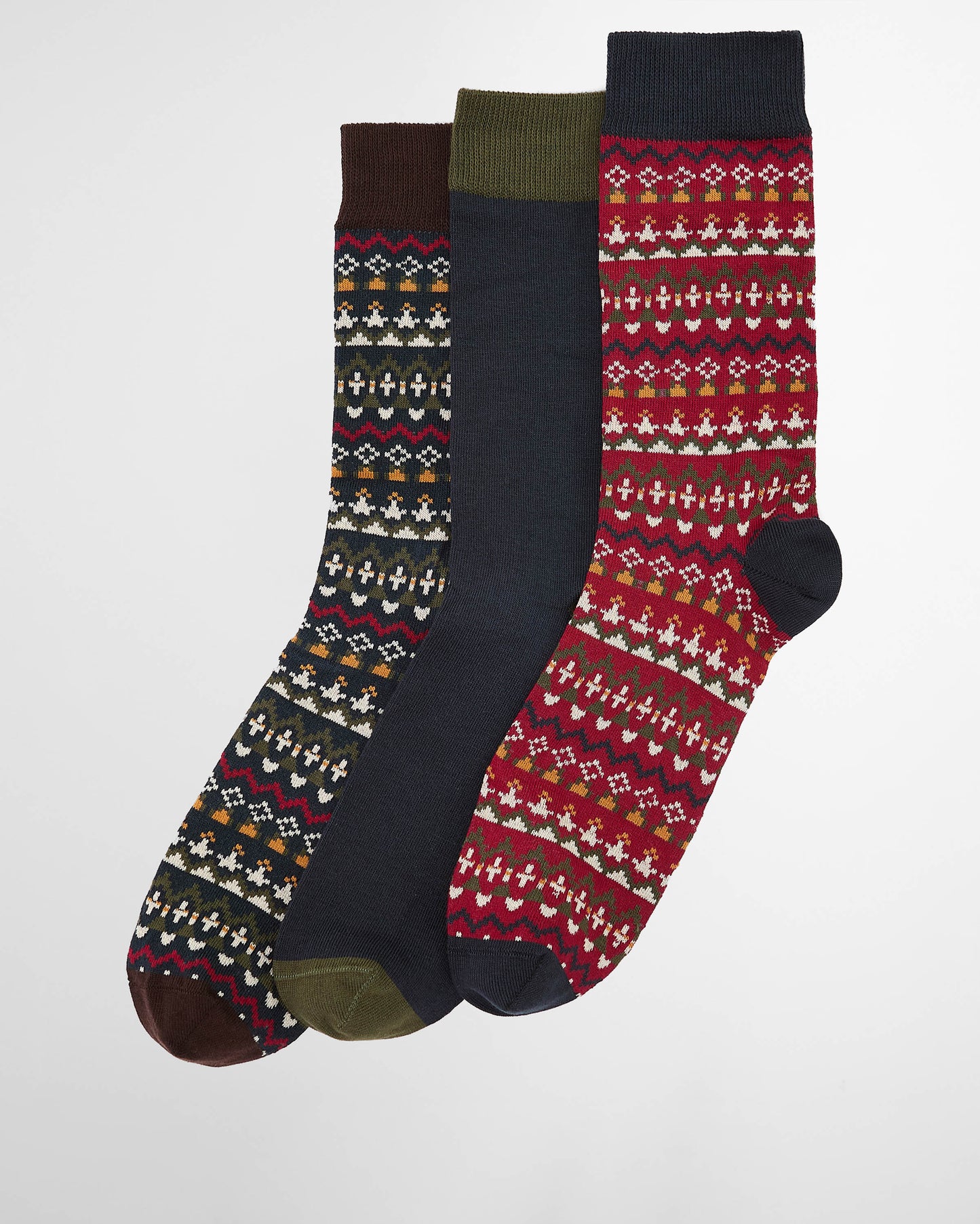 Barbour Marlow Mens Fair Isle Sock Gift Box - Olive