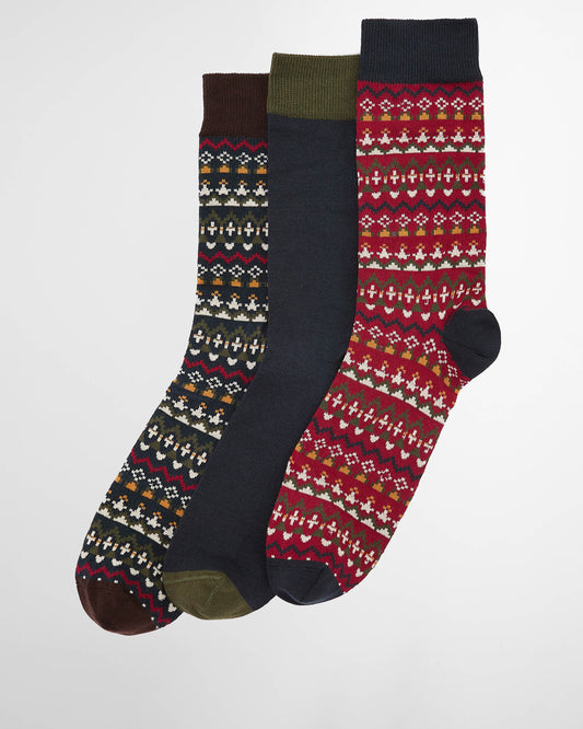 Barbour Marlow Mens Fair Isle Sock Gift Box - Olive