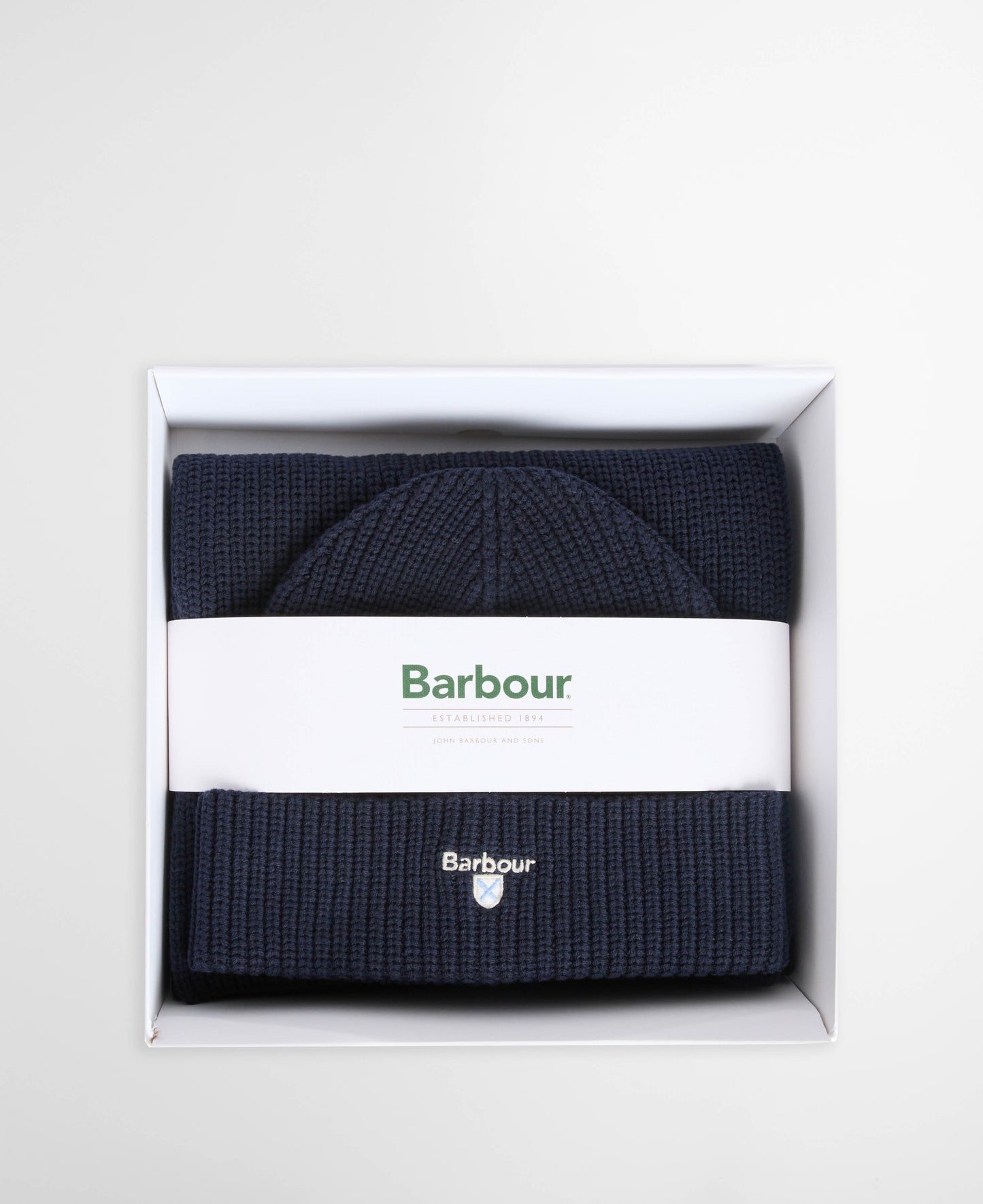 Barbour Cascade Mens Beanie & Scarf Set - Navy