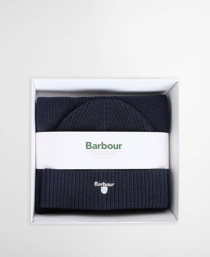 Barbour Cascade Mens Beanie & Scarf Set - Navy