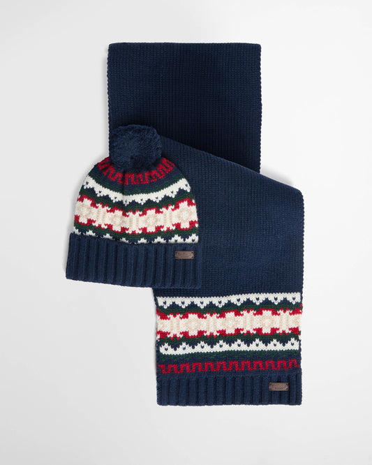 Barbour Kane Mens Knitted Beanie & Scarf Gift Set - Evergreen | CHO | Designer Mens Gift Sets