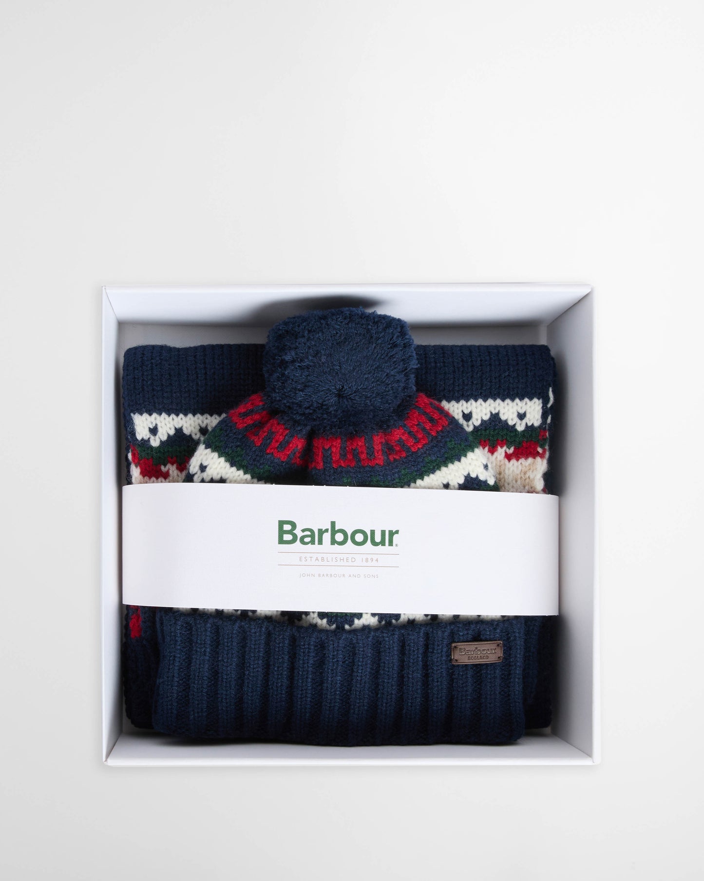 Barbour Kane Mens Knitted Beanie & Scarf Gift Set - Evergreen