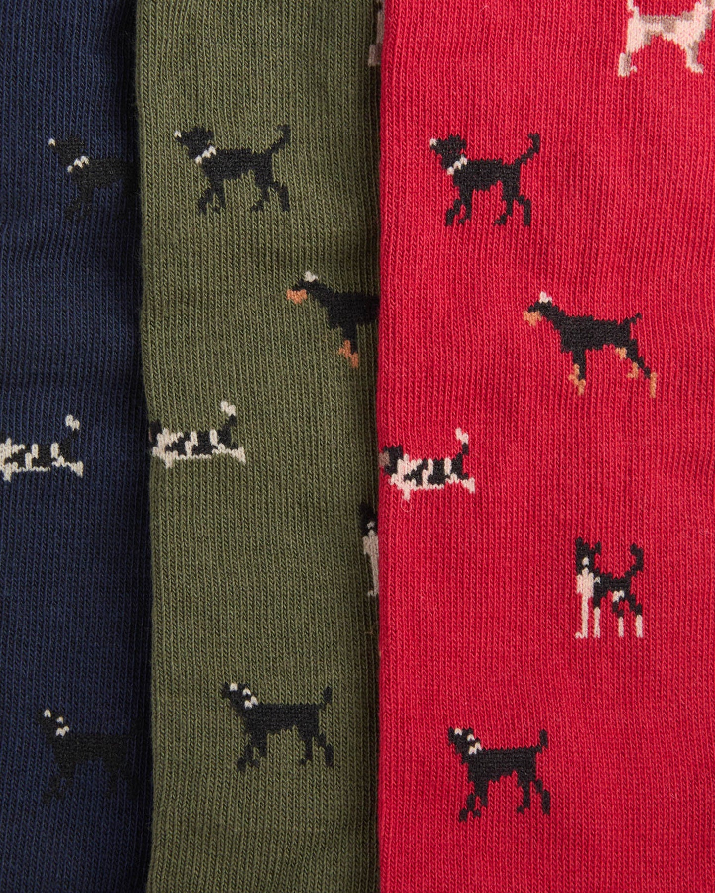Barbour Mens Dog Sock Gift Set - Navy/Red/Green, swatch.