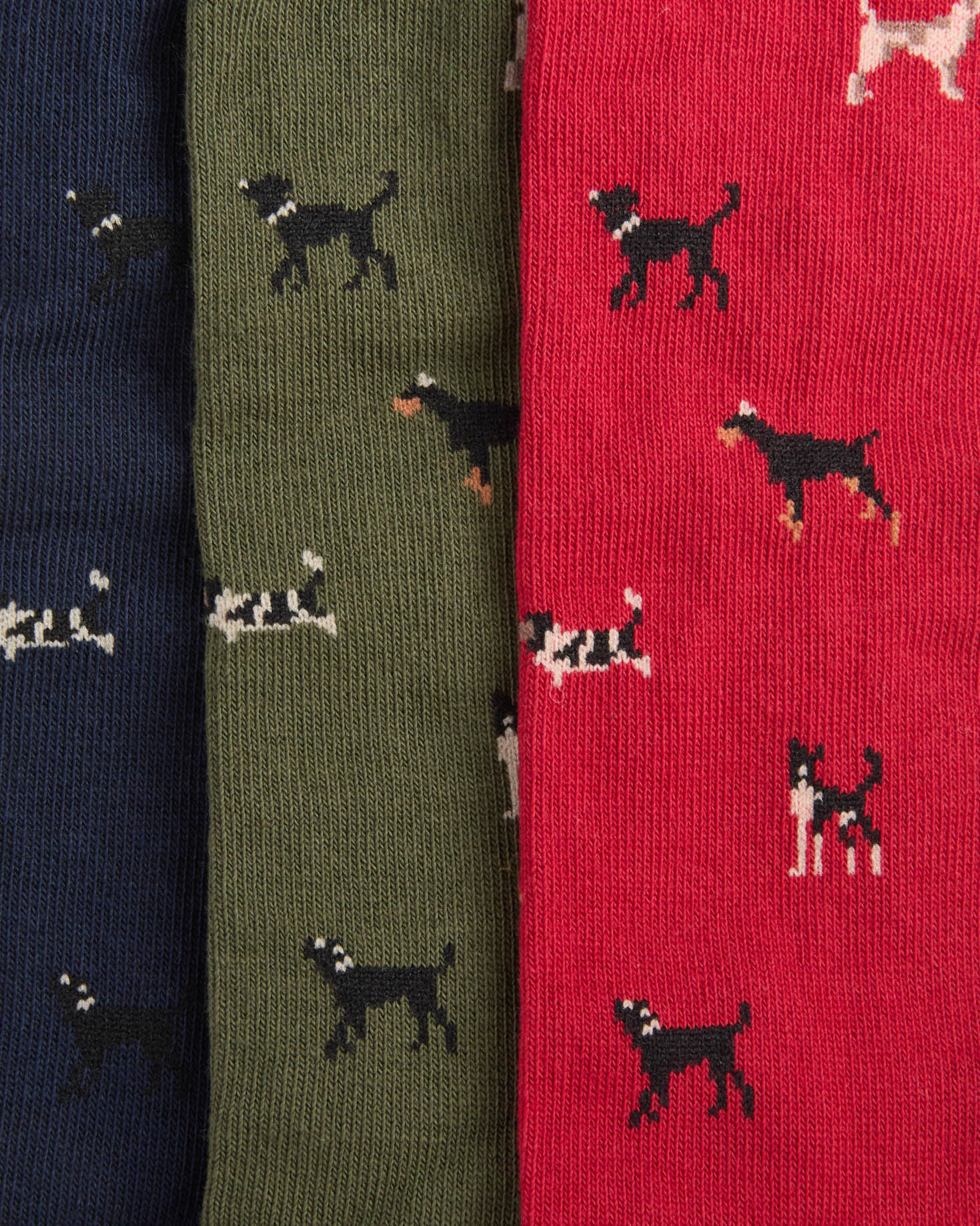 Barbour Mens Dog Sock Gift Set - Navy/Red/Green, swatch.