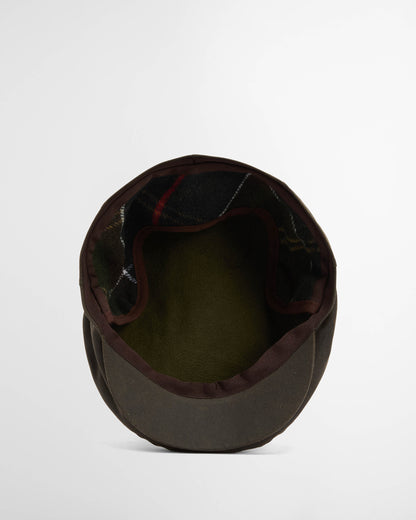 Barbour Cheviot Mens Wax Flat Cap - Olive | CHO | Designer Mens Flat Caps