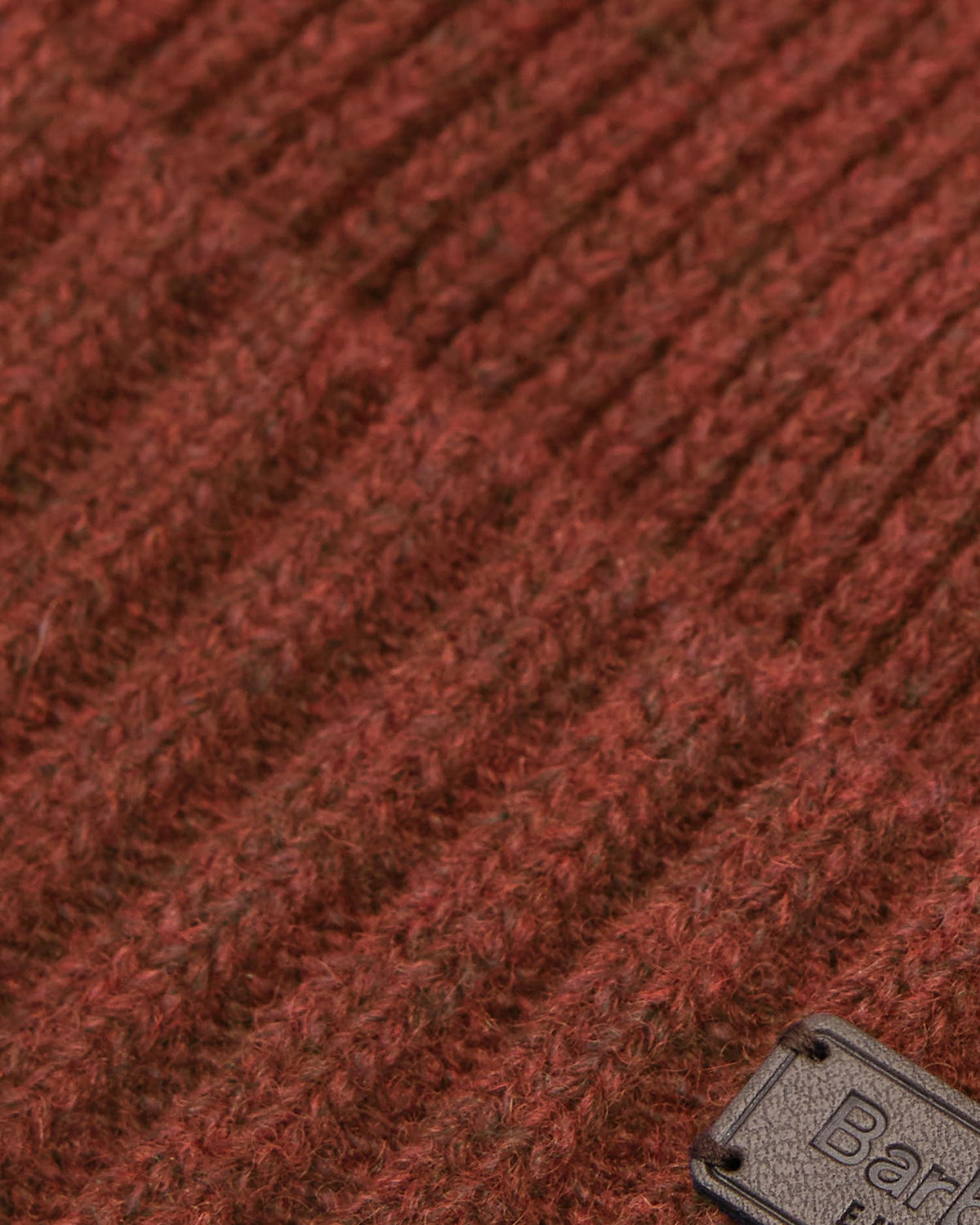 Barbour Carlton Mens Beanie - Rust, detail