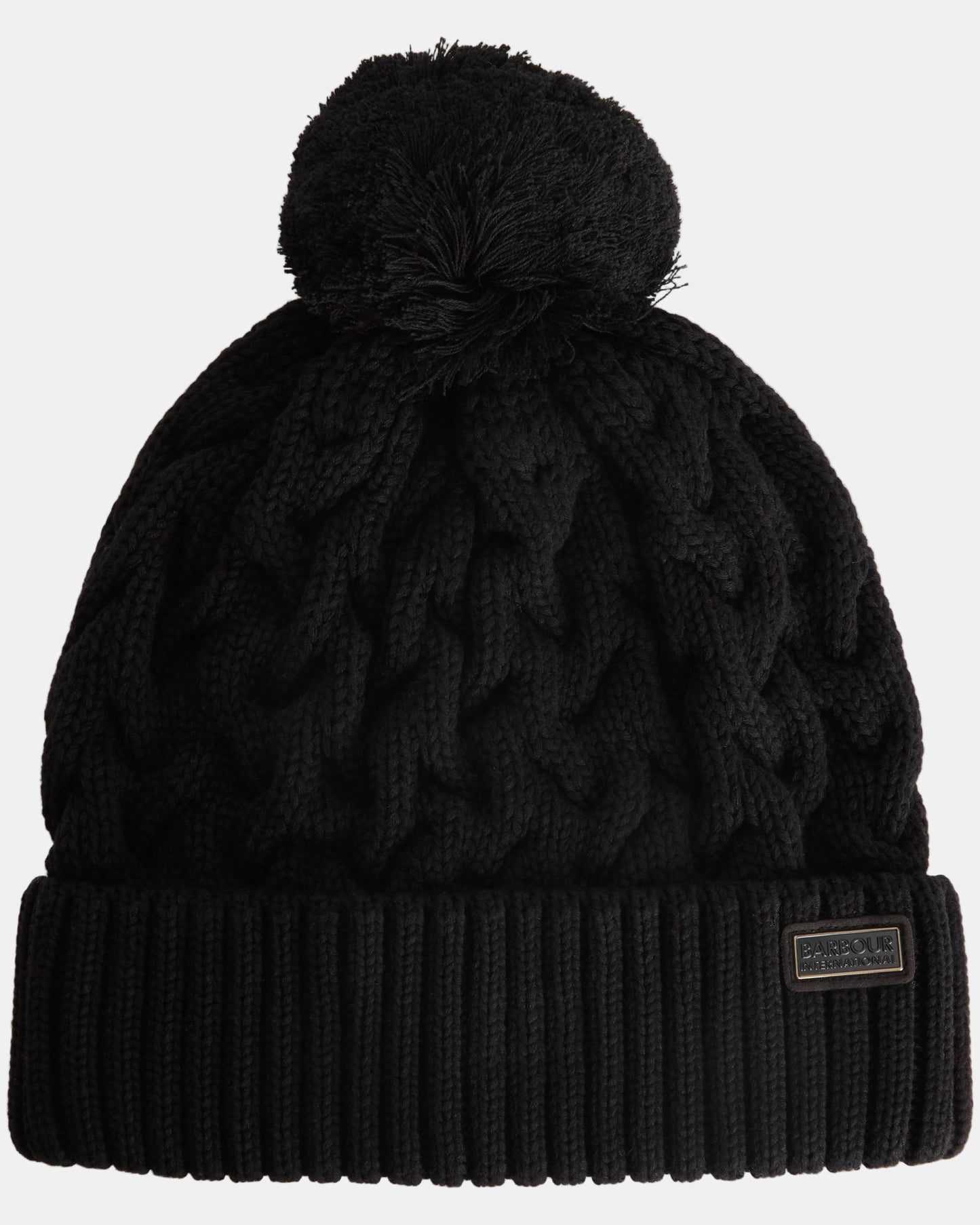 Barbour International Drift Mens Cable Beanie - Black/Gunmetal | CHO | Designer Mens Hats