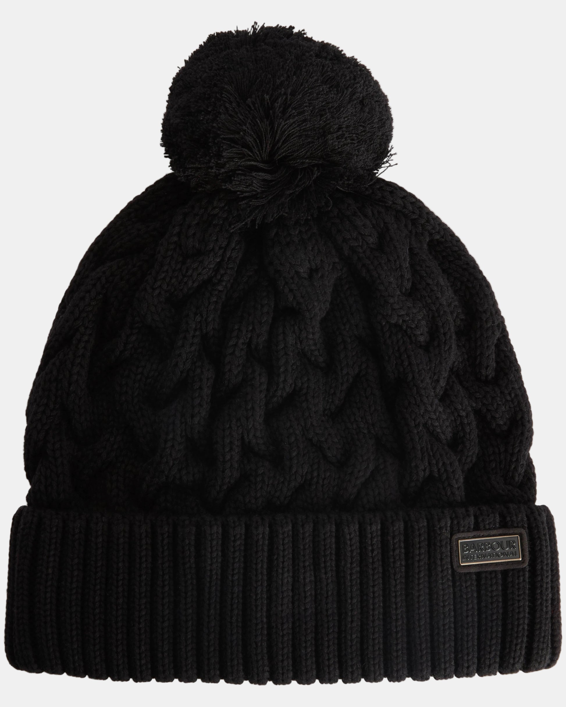 Barbour International Drift Mens Cable Beanie - Black/Gunmetal | CHO | Designer Mens Hats