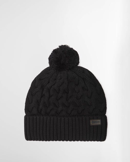 Barbour International Drift Mens Cable Beanie - Black/Gunmetal | CHO | Designer Mens Hats