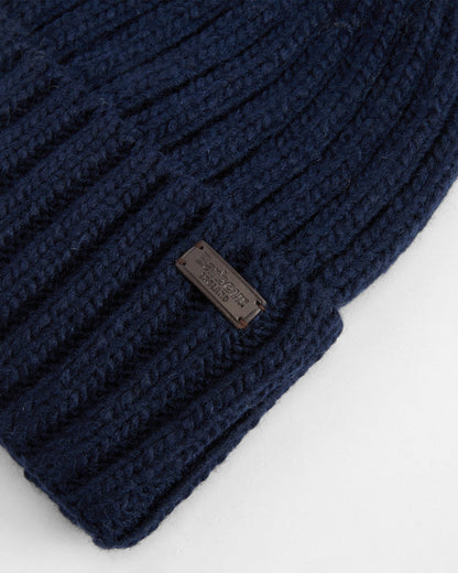 Barbour Kelson Mens Pom Beanie Hat - Navy | CHO | Designer Mens Beanies