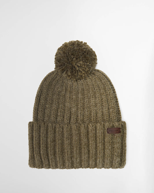 Barbour Kelson Mens Pom Beanie Hat - Olive | CHO | Designer Mens Beanies