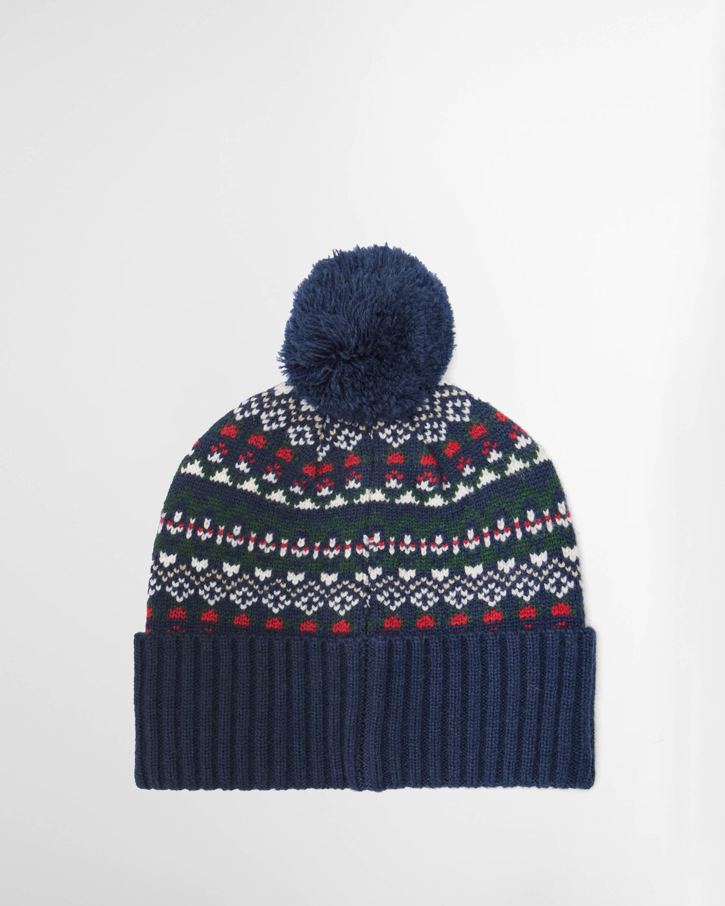 Barbour Marlow Mens Fair Isle Pom Beanie Hat - Navy/Evergreen